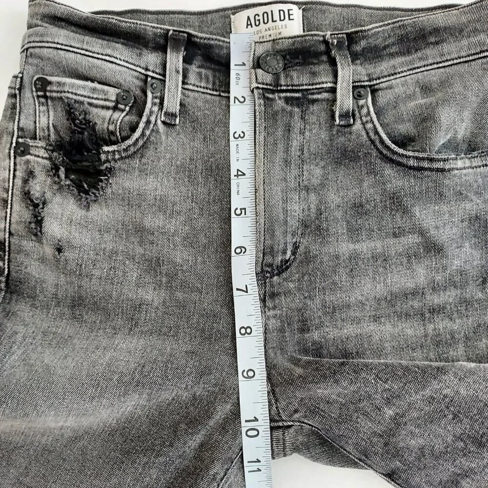 Agolde Sophie Hi Rise Skinny Raw Hem Washed Black/Gray Jeans Size 25